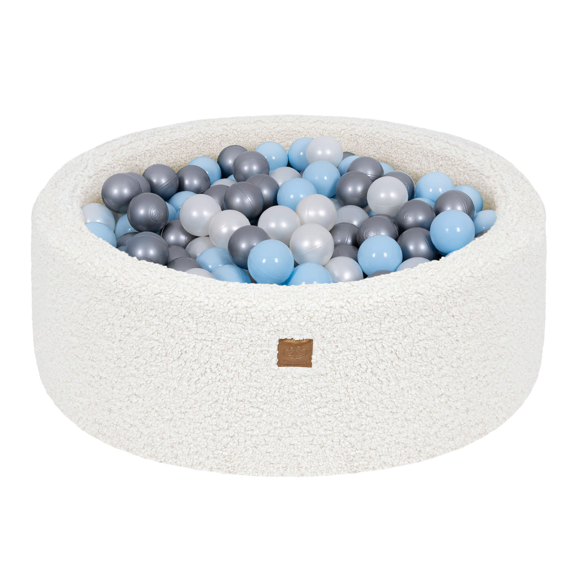Meowbaby Bearly Baby Ball Pit Off White 200 balls: Silver, White Pearl, Babyblue