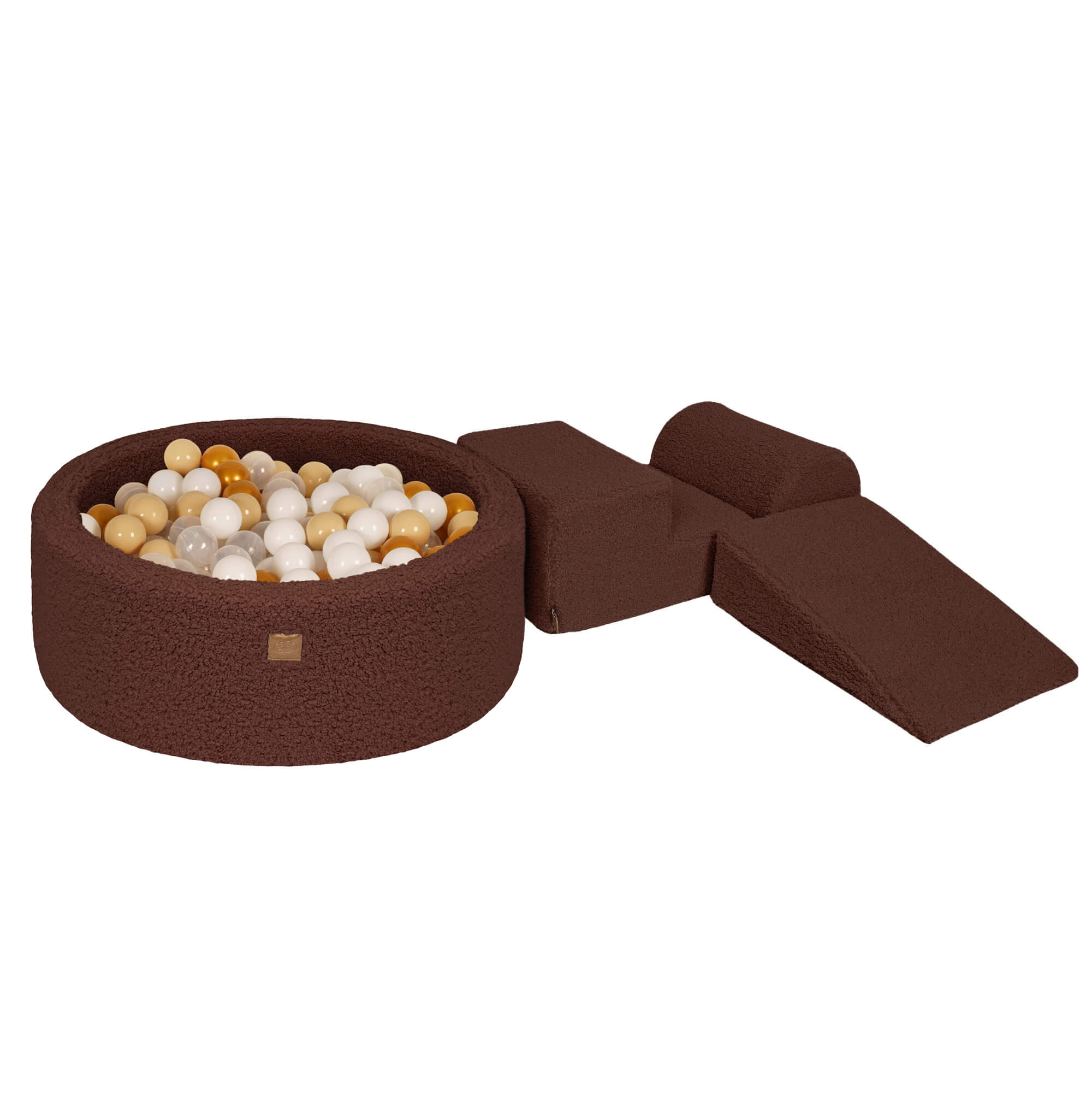 Meowbaby Bearly Foam Playground Dark Brown 4 Elements 200 balls: White, Gold, Beige, Transparent