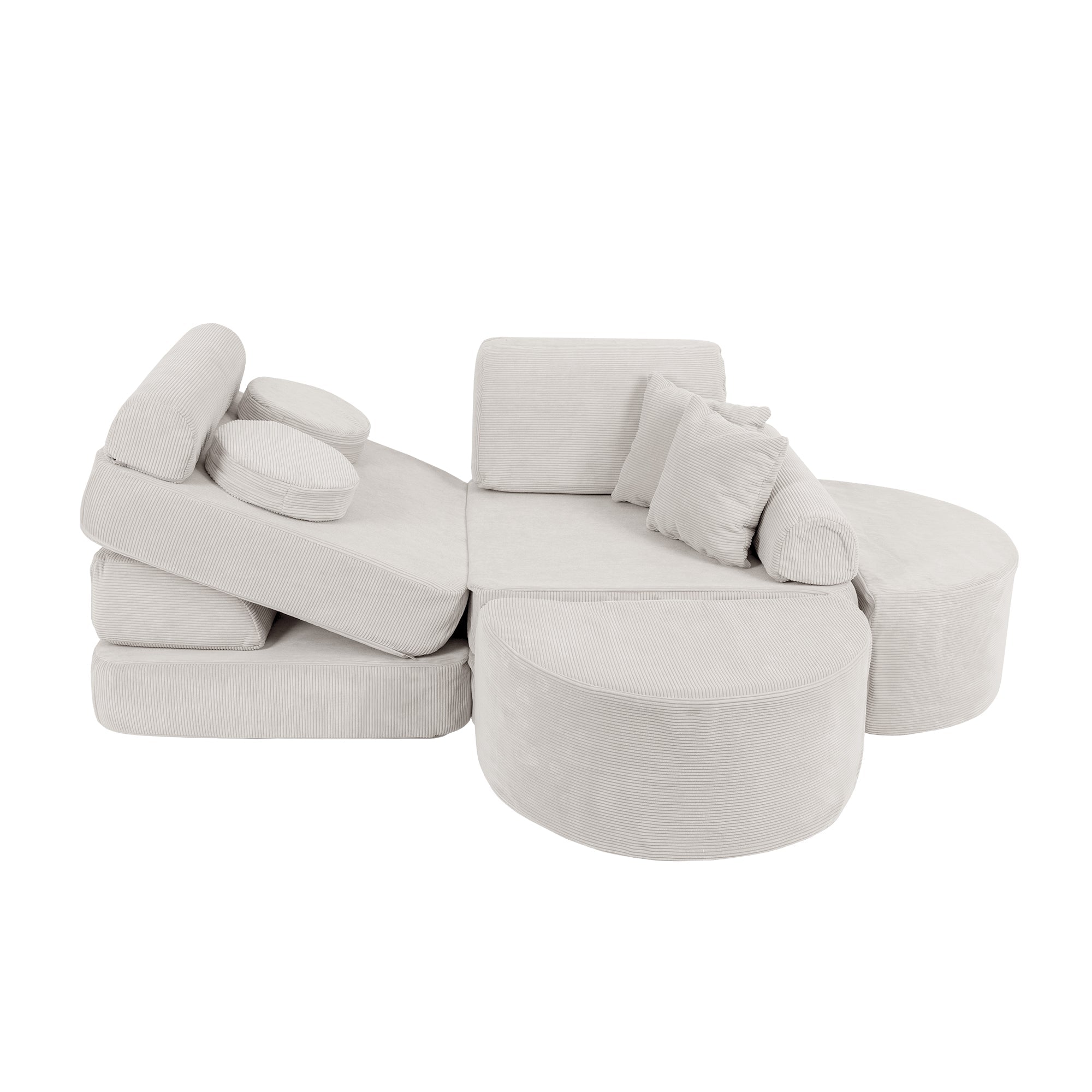 MeowBaby Slimcord Play Sofa Max – Modular Kids Play Sofa Bed | 12 Pieces