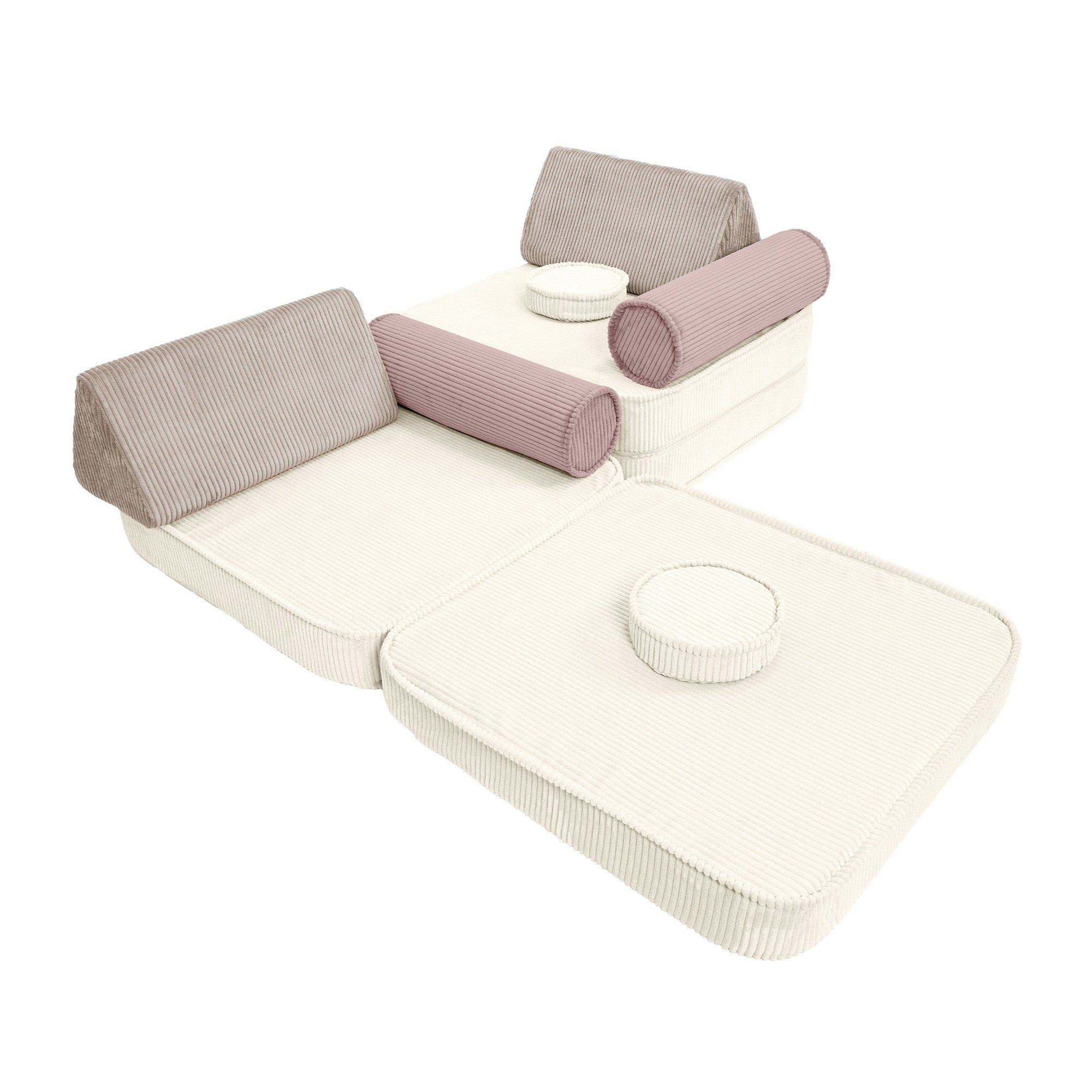 Meowbaby Modular Kids Sofa – 8 Pieces | Aesthetic Latte Macchiato