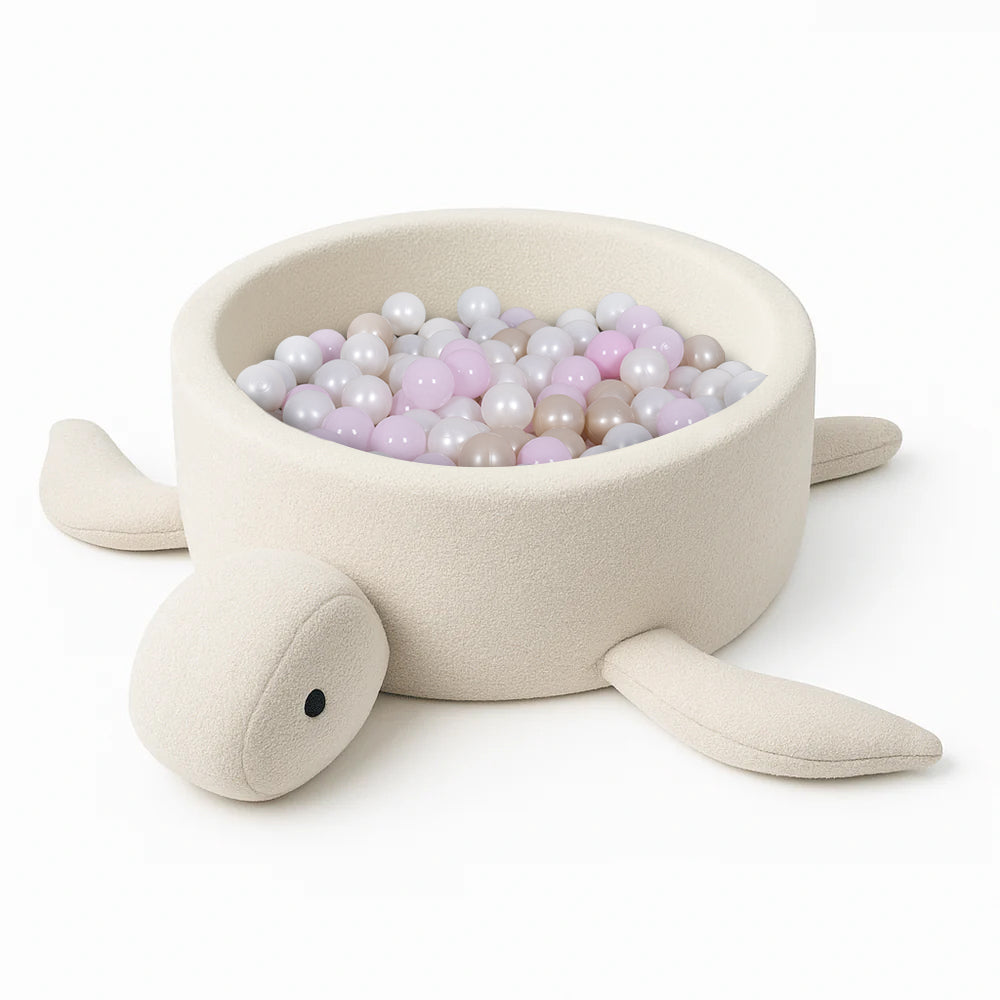 Foam Baby Ball Pit - Turtle | Boucle | Cheesecake Cream Beige | Balls to Choose