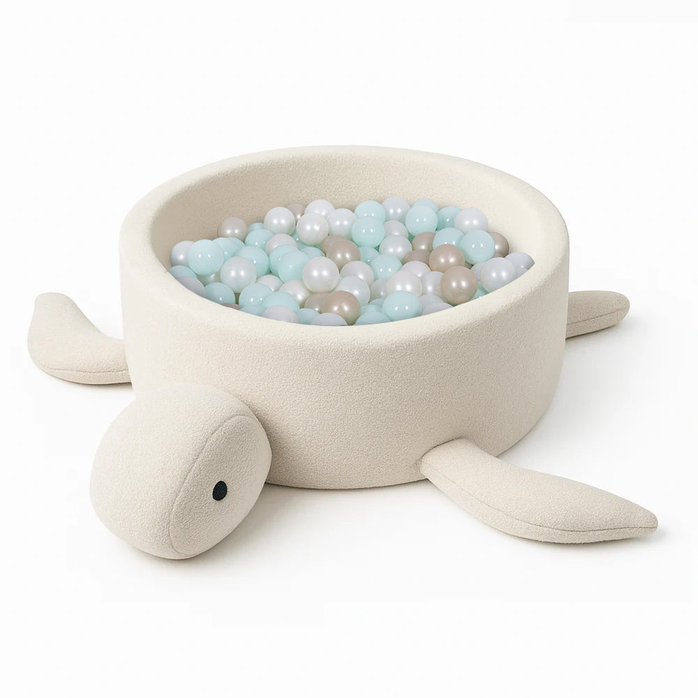 Foam Baby Ball Pit - Turtle | Boucle | Cheesecake Cream Beige | Balls to Choose