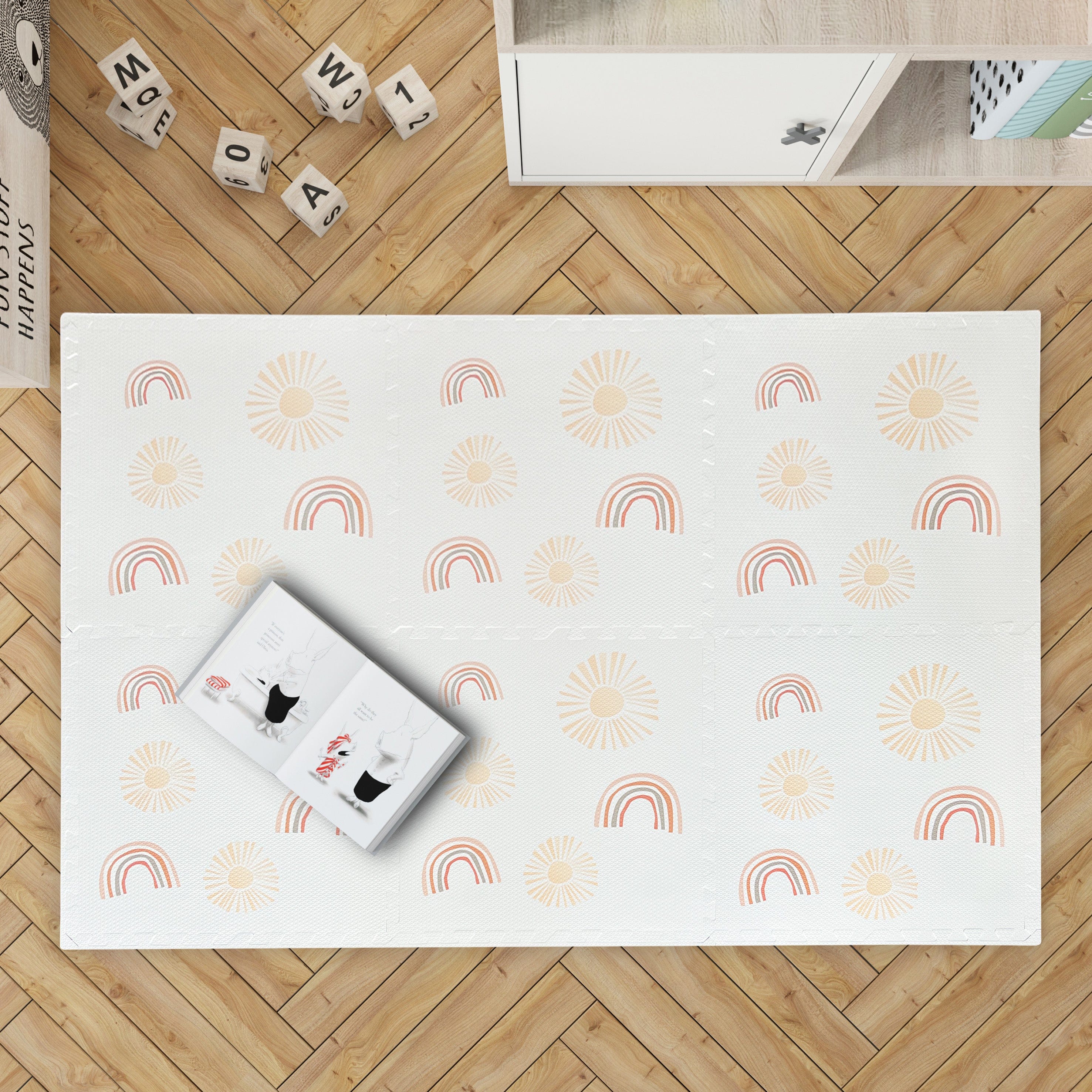 MeowBaby Foam Puzzle Mat – Beige Educational Mat | 6 elements