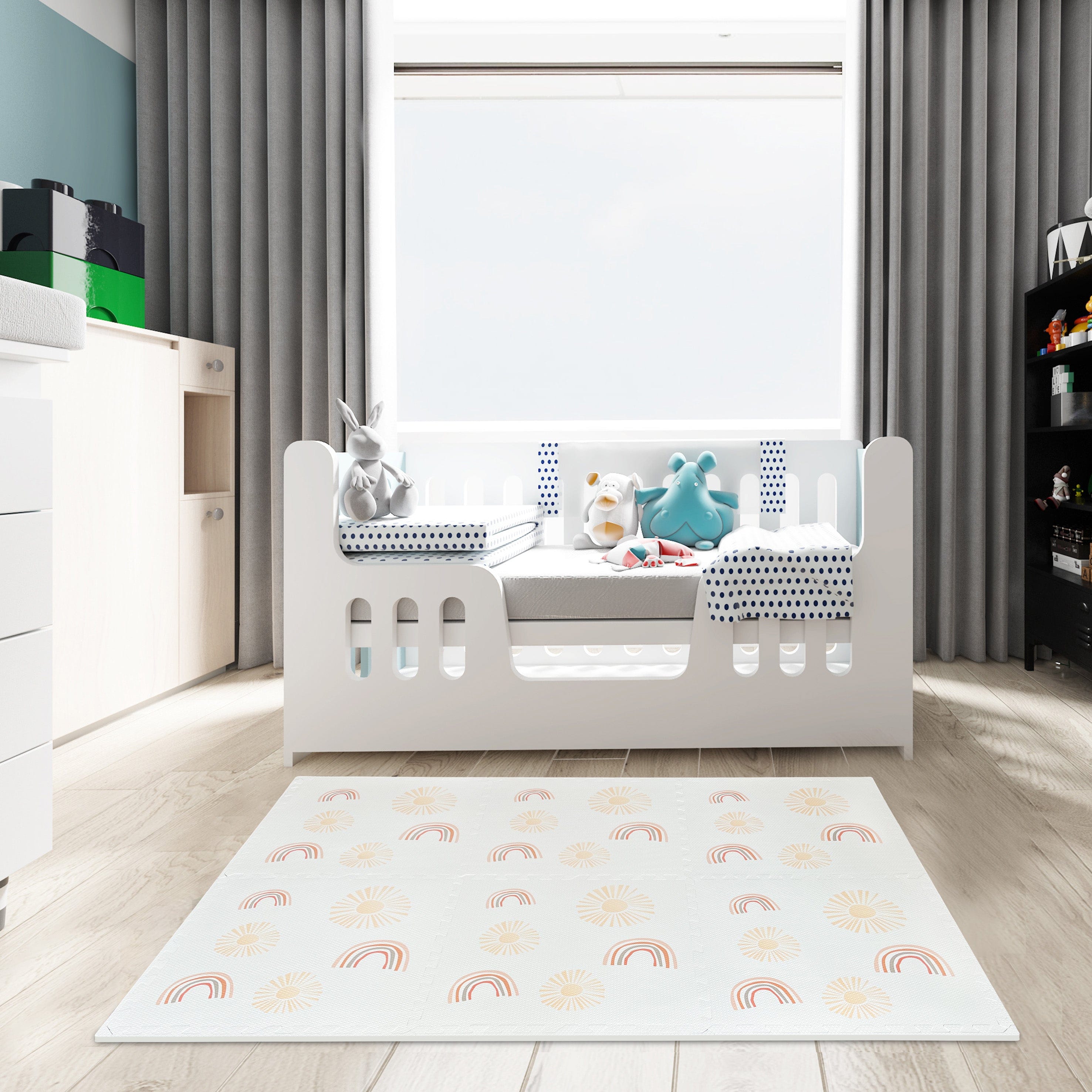MeowBaby Foam Puzzle Mat – Beige Educational Mat | 6 elements