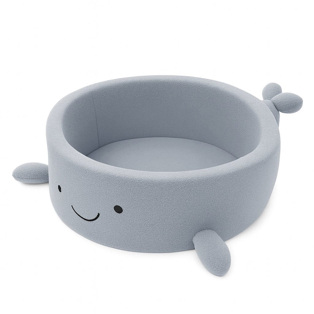Meowbaby Foam Ball pit for Child - Whale | Balls to Choose | Dusty Ice Blue | Boucle