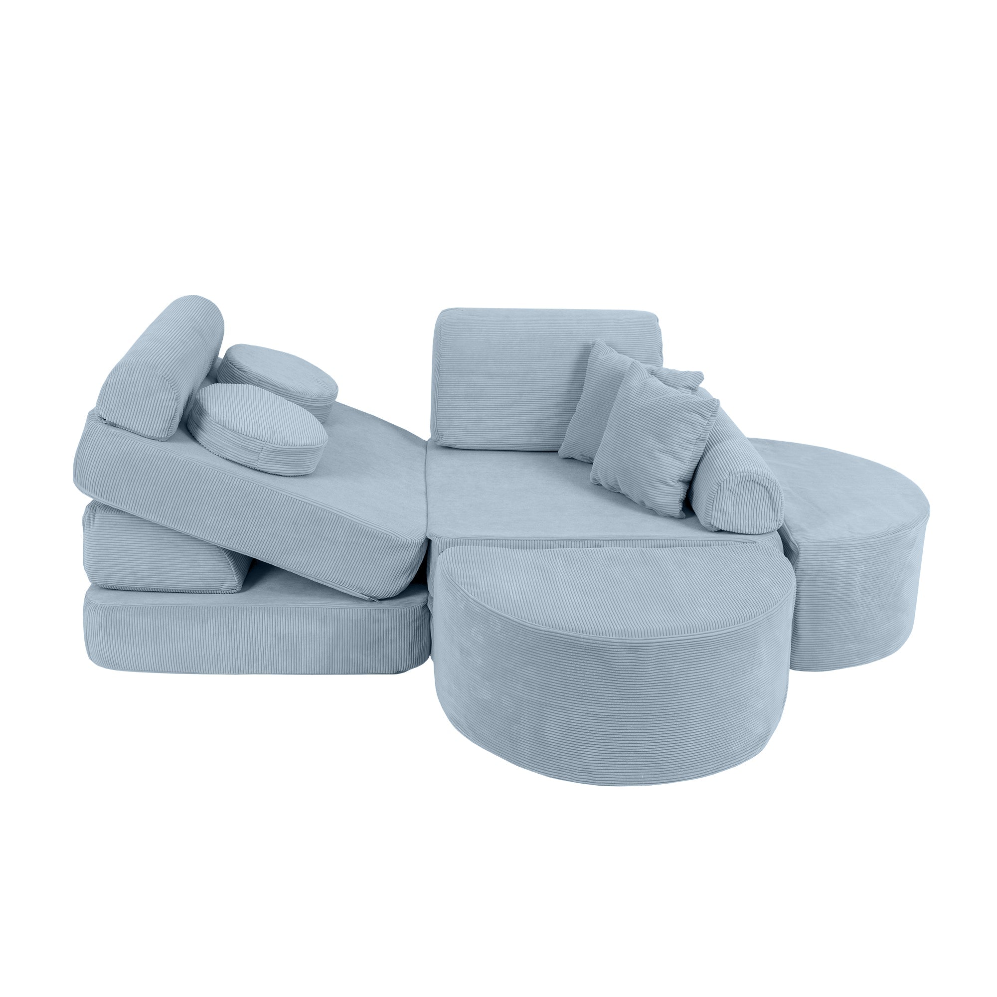 MeowBaby Slimcord Play Sofa Max – Modular Kids Play Sofa Bed | 12 Pieces